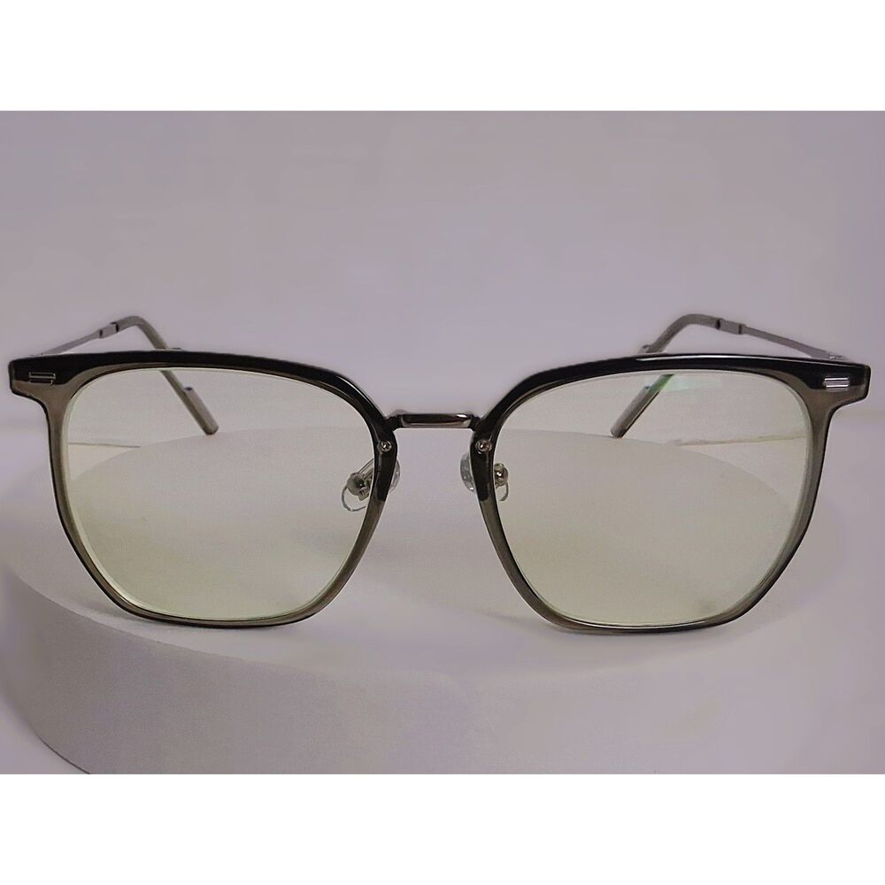 Firmoo ST871 Smoke and Silver Metal and Acetate 53-15-150 Eyeglasses Frames